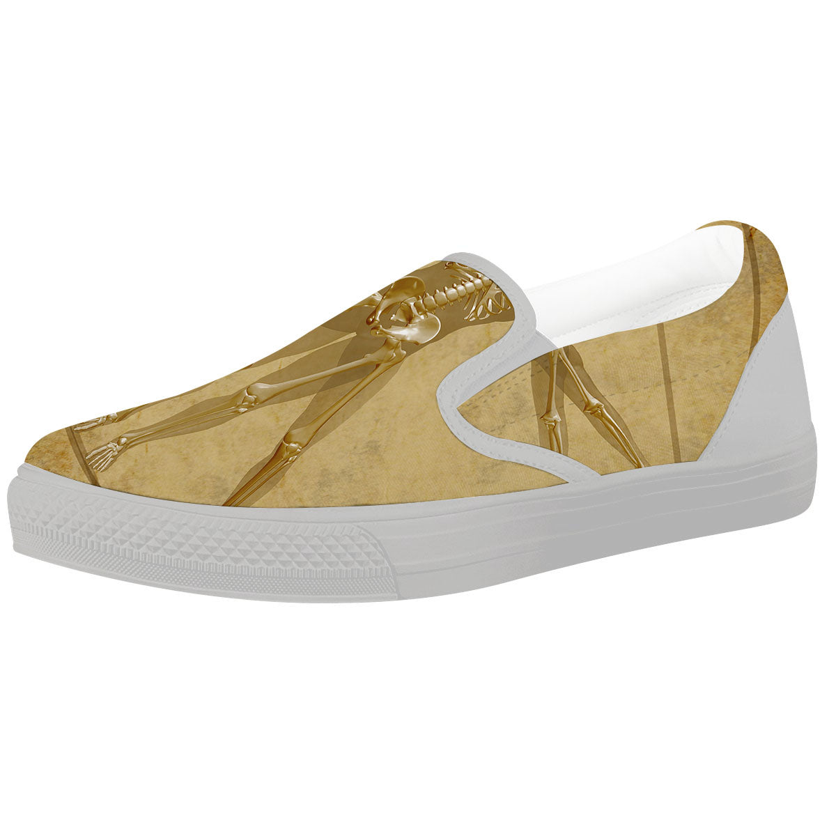 X-Ray Vitruvian Man Print White Slip On Shoes-grizzshop