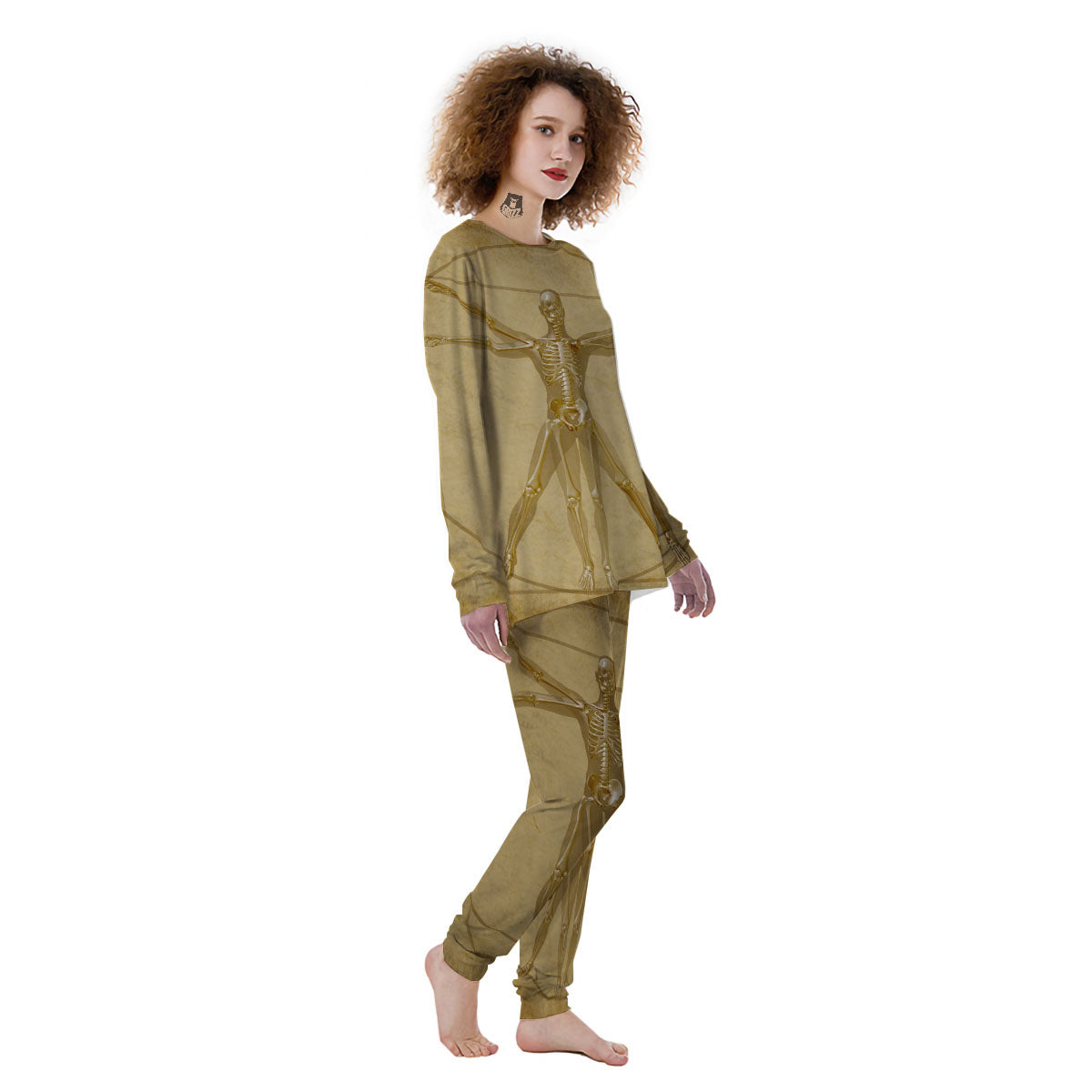X-Ray Vitruvian Man Print Women's Pajamas-grizzshop