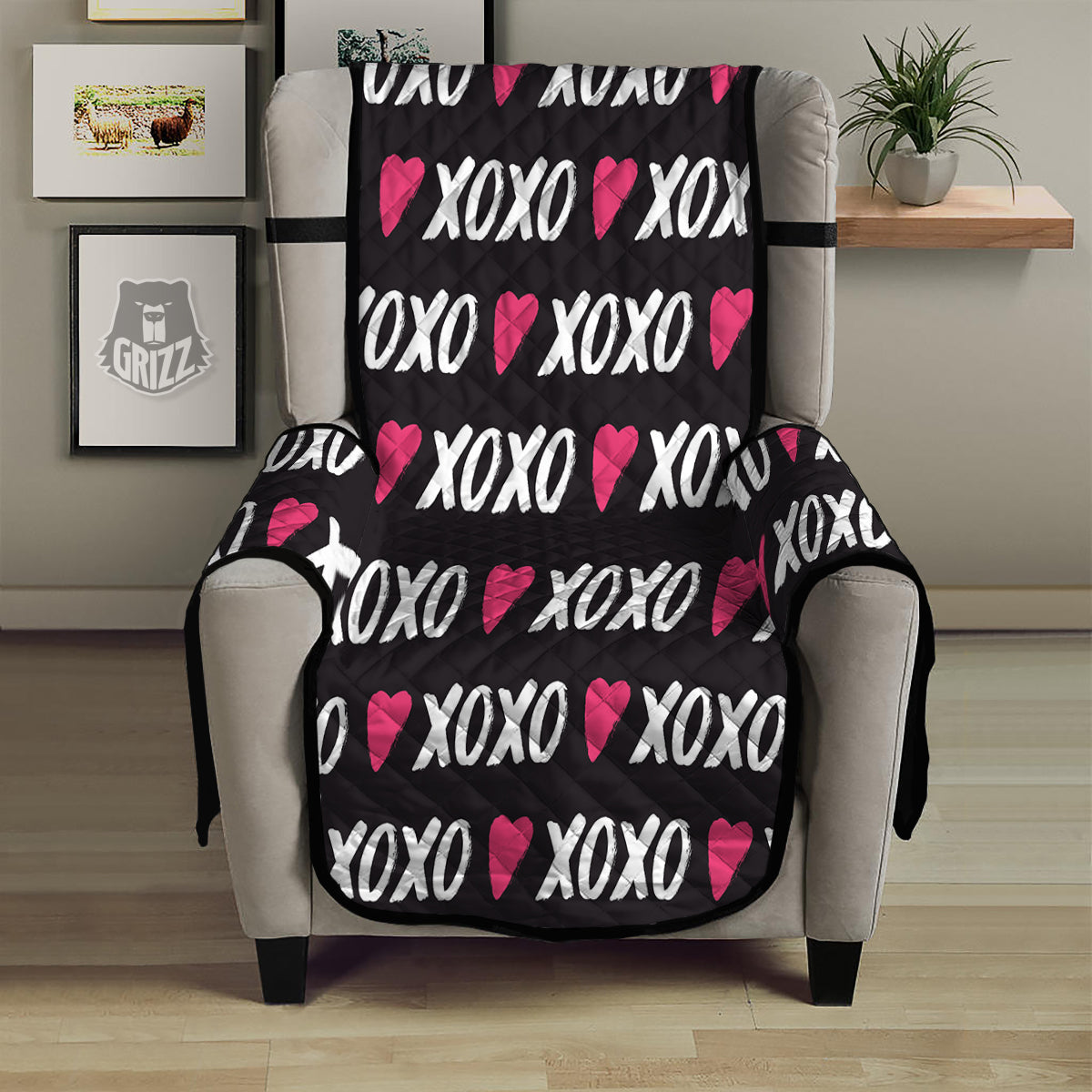 XOXO Valentine's Day Print Pattern Armchair Protector-grizzshop