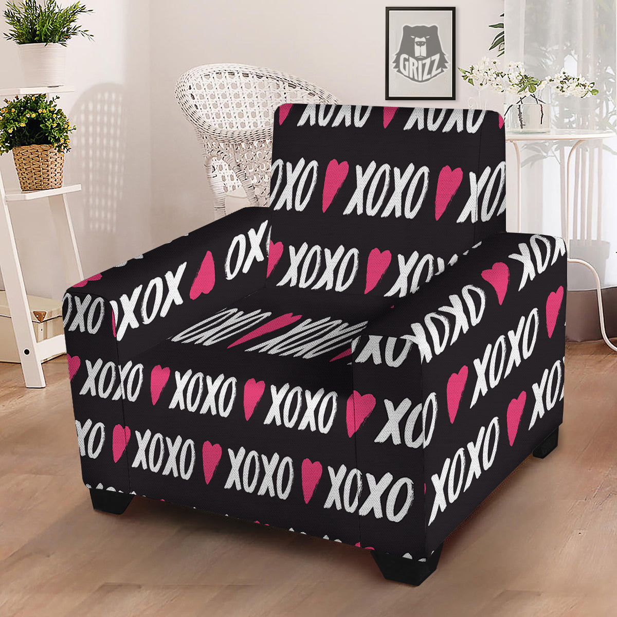 XOXO Valentine's Day Print Pattern Armchair Slipcover-grizzshop