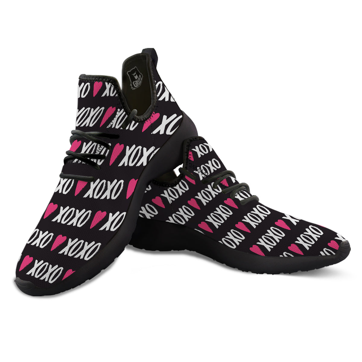 XOXO Valentine's Day Print Pattern Black Athletic Shoes-grizzshop