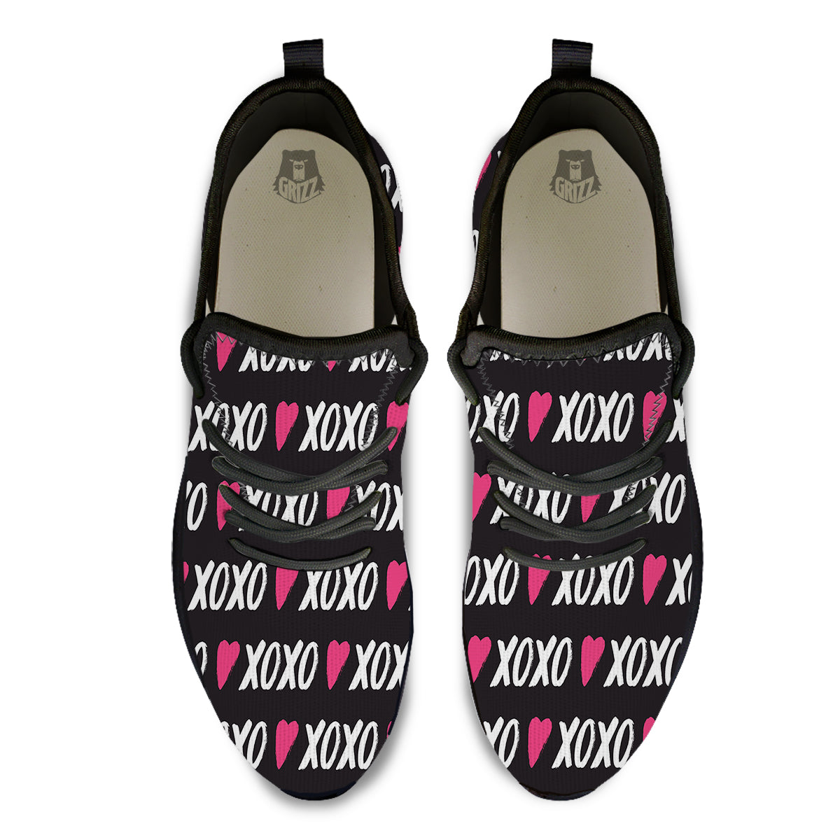 XOXO Valentine's Day Print Pattern Black Athletic Shoes-grizzshop