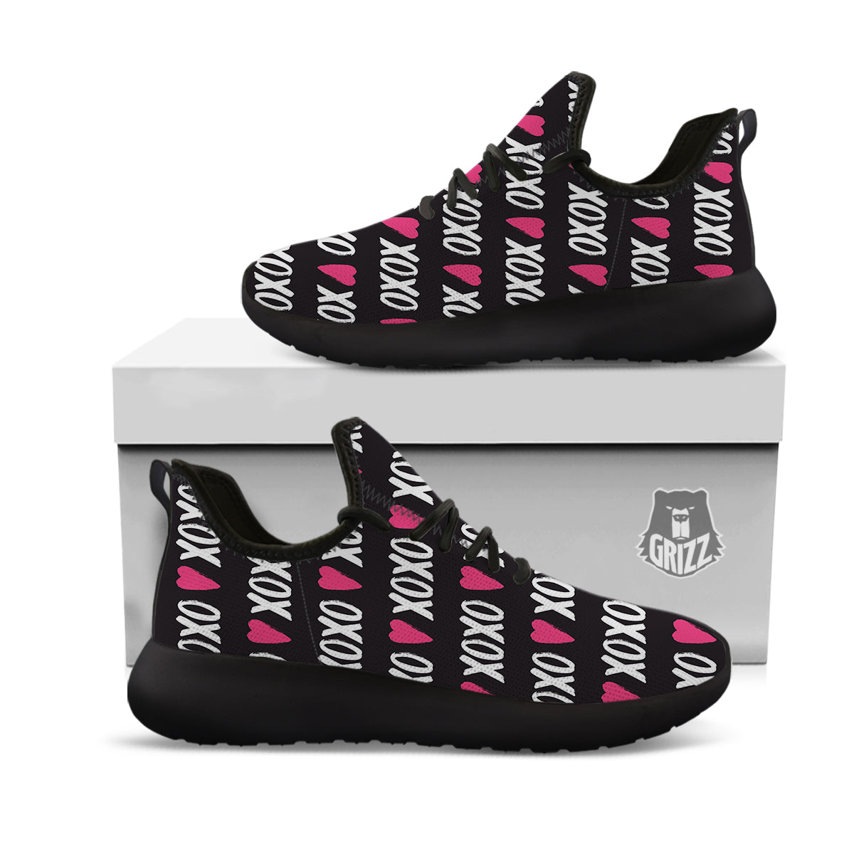 XOXO Valentine's Day Print Pattern Black Athletic Shoes-grizzshop