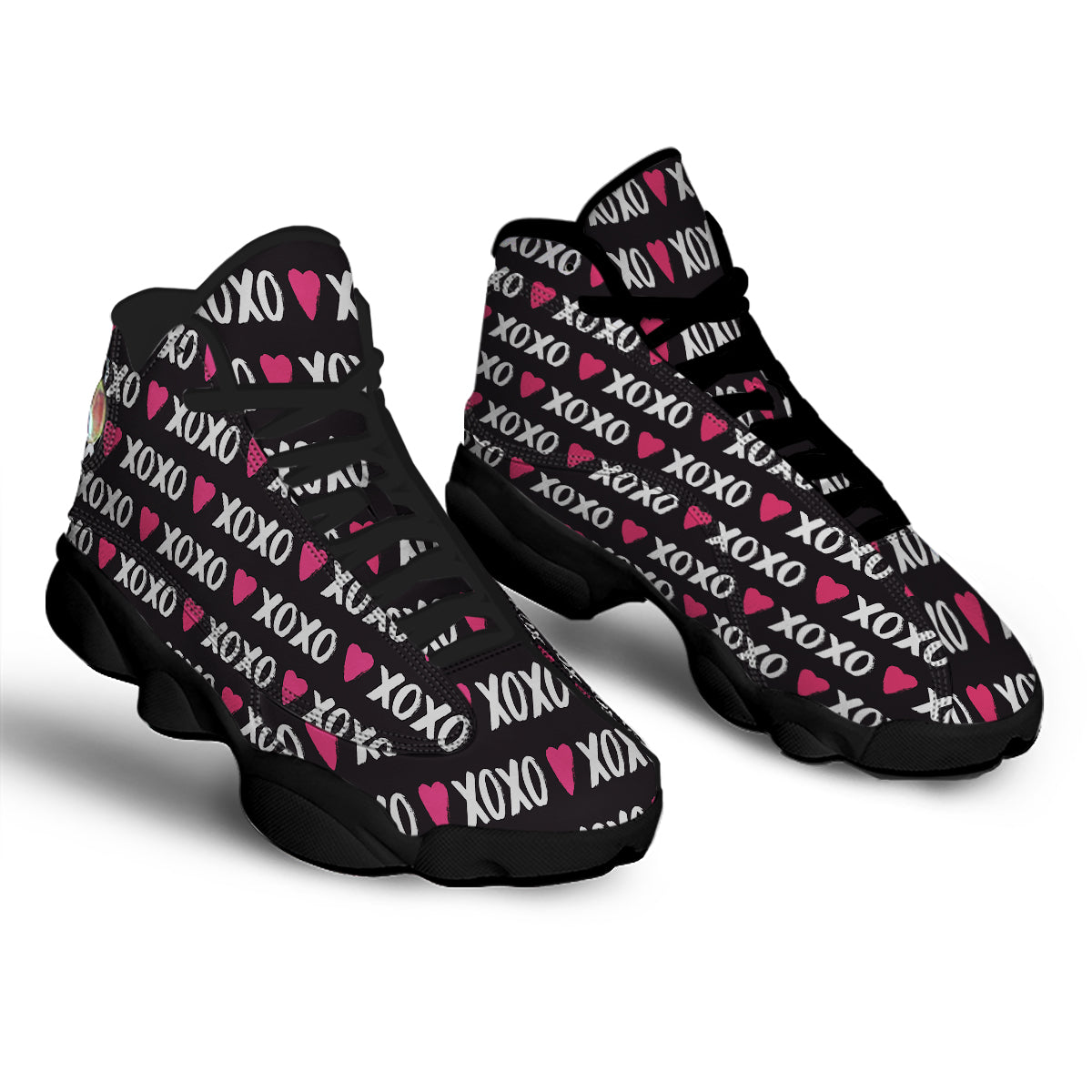 XOXO Valentine's Day Print Pattern Black Basketball Shoes-grizzshop