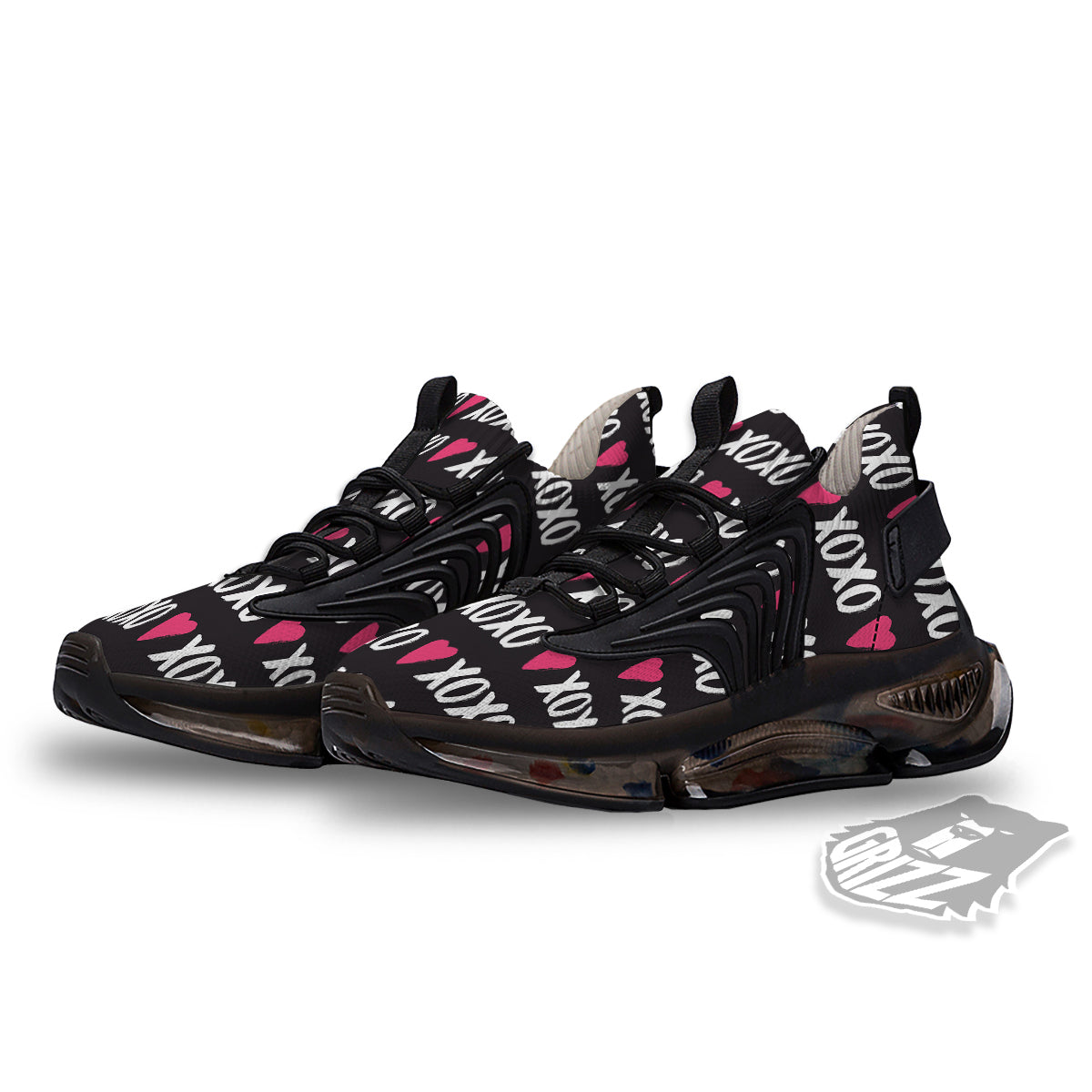 XOXO Valentine's Day Print Pattern Black Gym Shoes-grizzshop