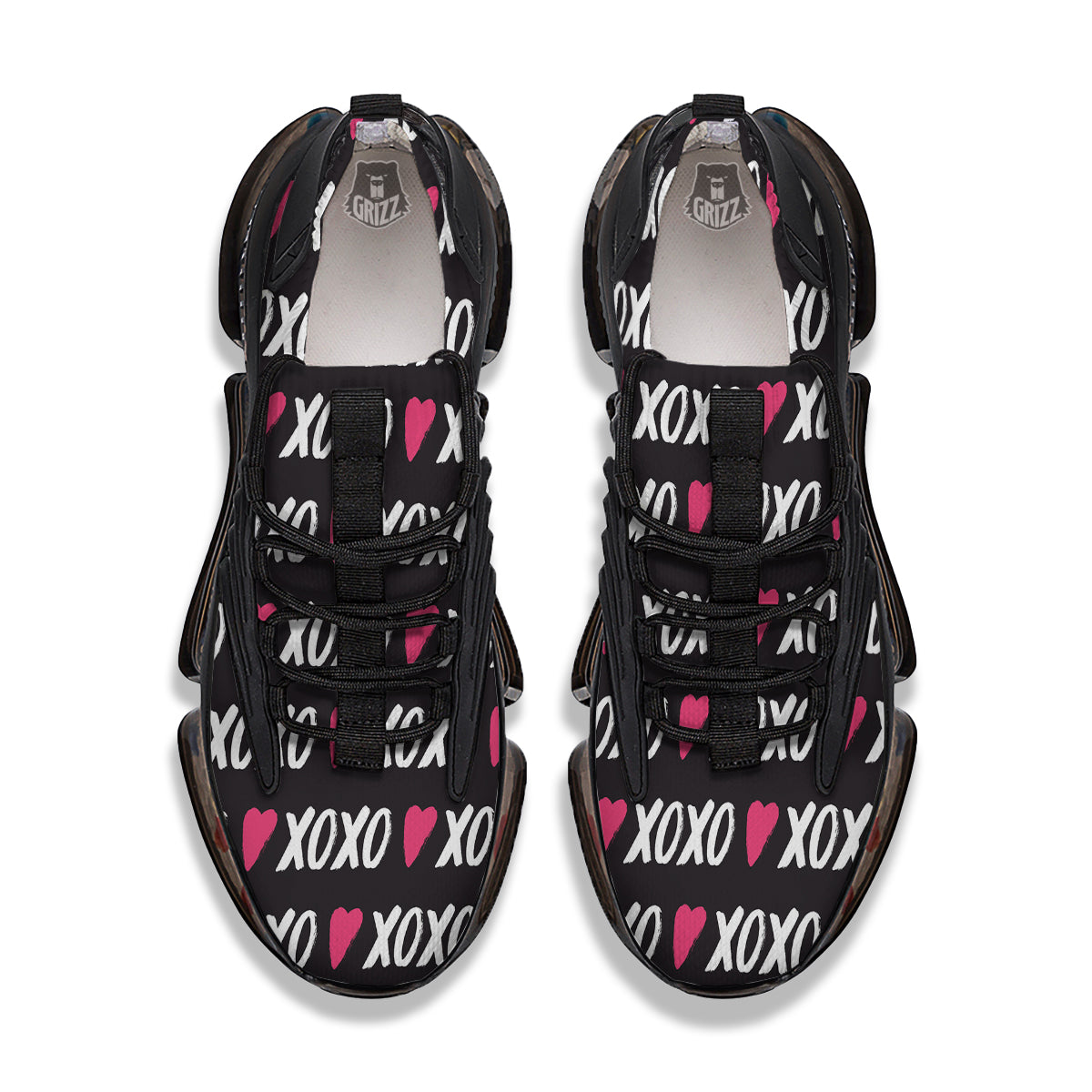 XOXO Valentine's Day Print Pattern Black Gym Shoes-grizzshop