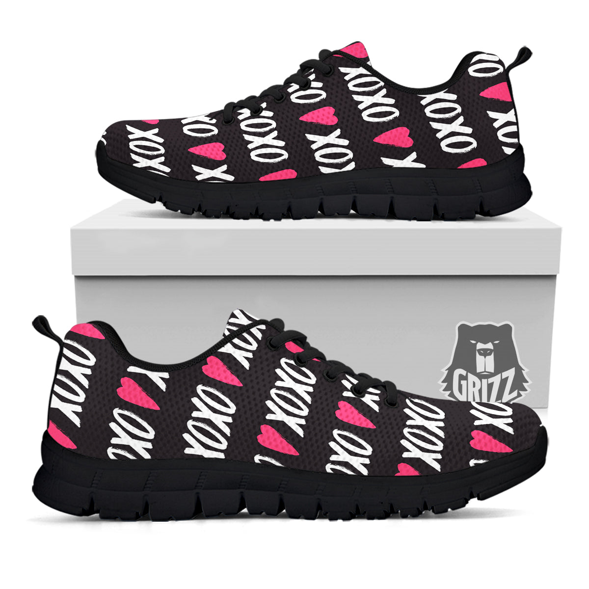 XOXO Valentine's Day Print Pattern Black Sneaker-grizzshop