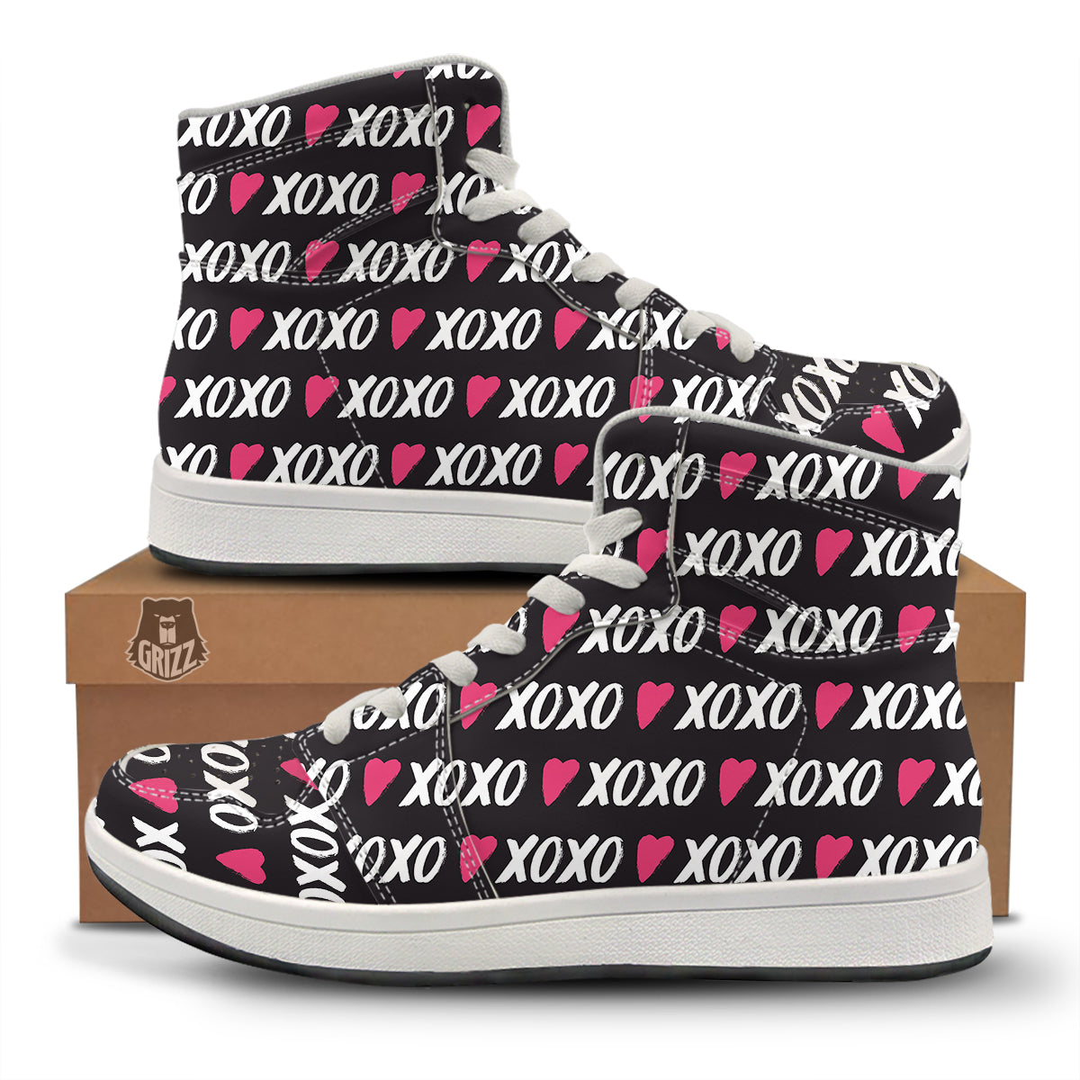 XOXO Valentine's Day Print Pattern High Top Sneakers-grizzshop