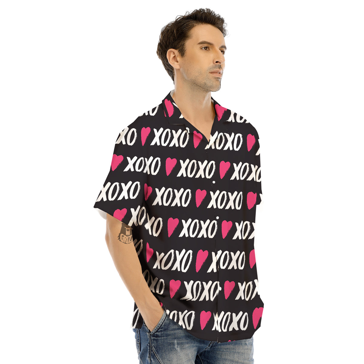 XOXO Valentine's Day Print Pattern Men's Hawaiian Shirt-grizzshop