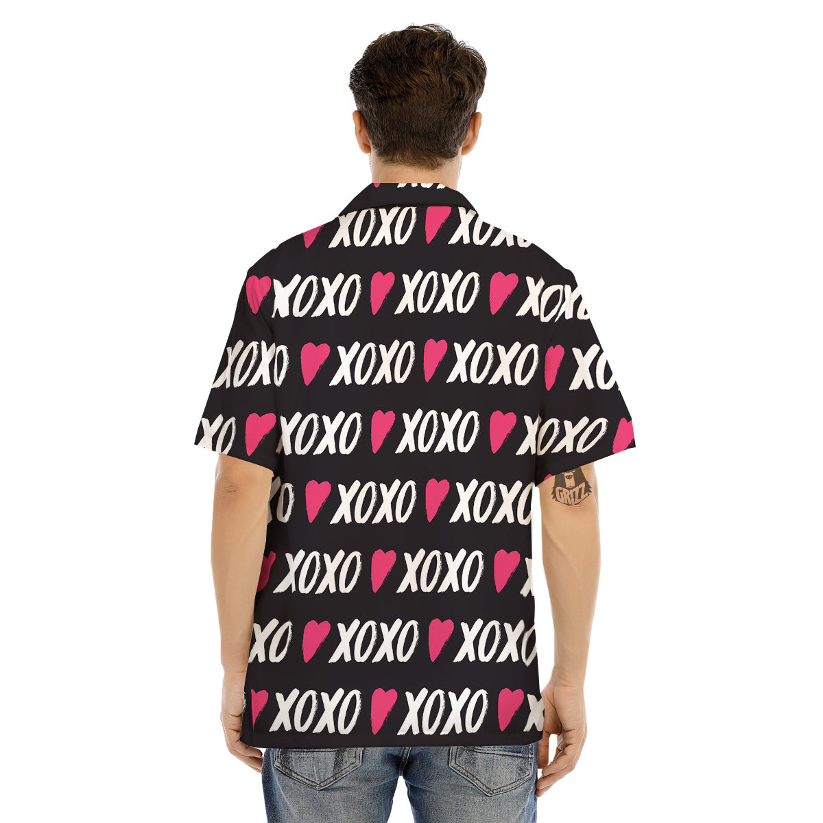 XOXO Valentine's Day Print Pattern Men's Hawaiian Shirt-grizzshop