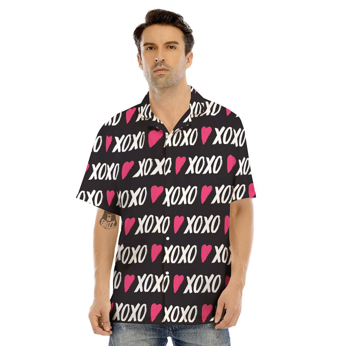 XOXO Valentine's Day Print Pattern Men's Hawaiian Shirt-grizzshop