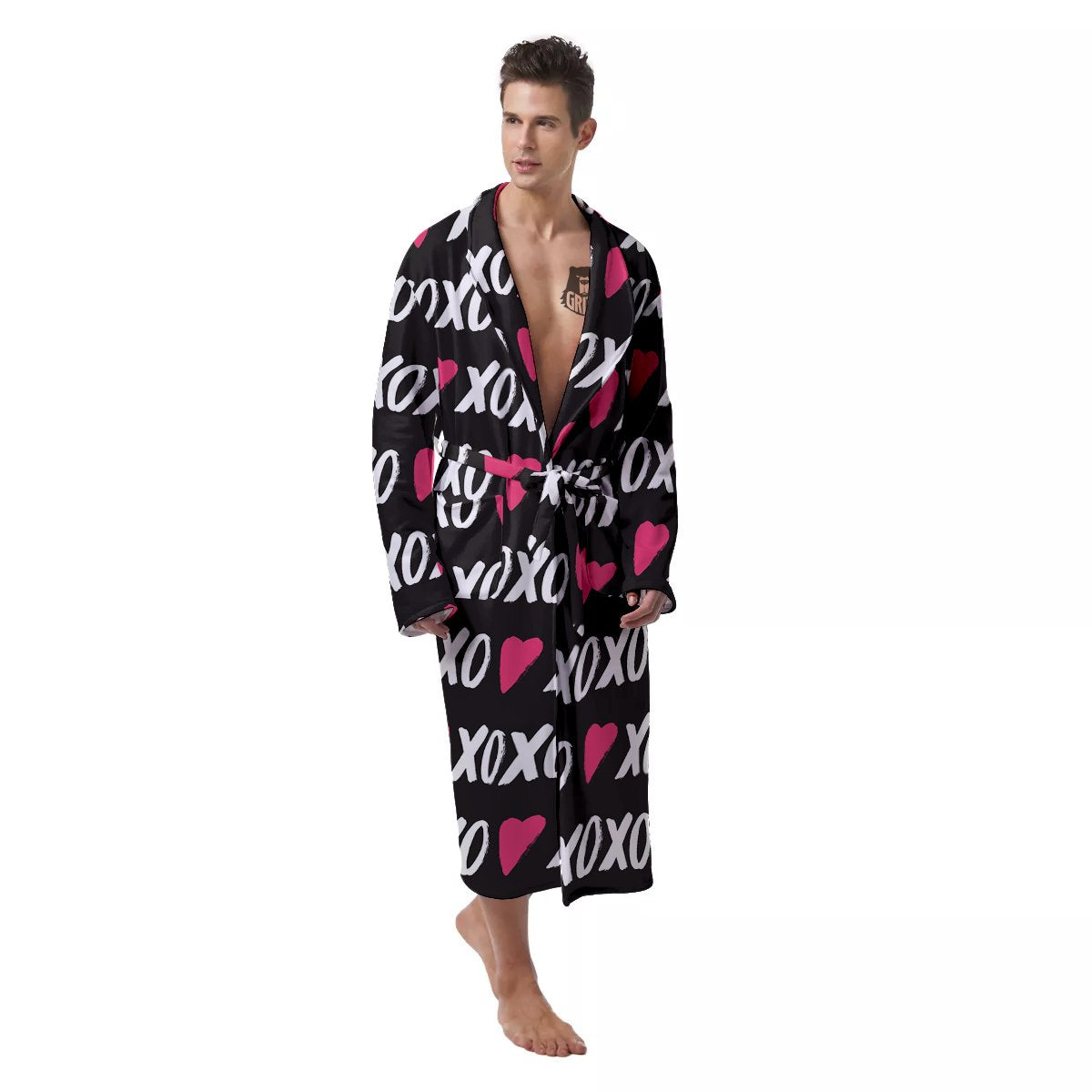 XOXO Valentine's Day Print Pattern Men's Robe-grizzshop