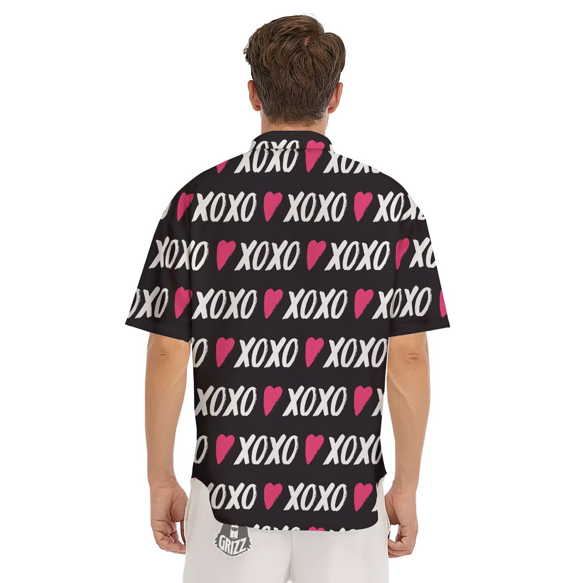 XOXO Valentine's Day Print Pattern Men's Short Sleeve Shirts-grizzshop