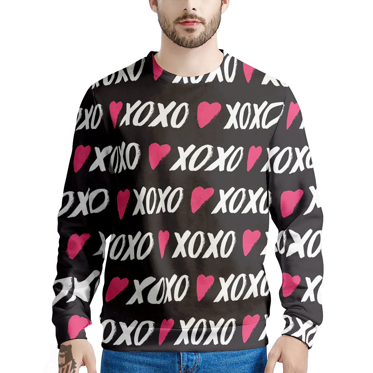 XOXO Valentine's Day Print Pattern Men's Sweatshirt-grizzshop