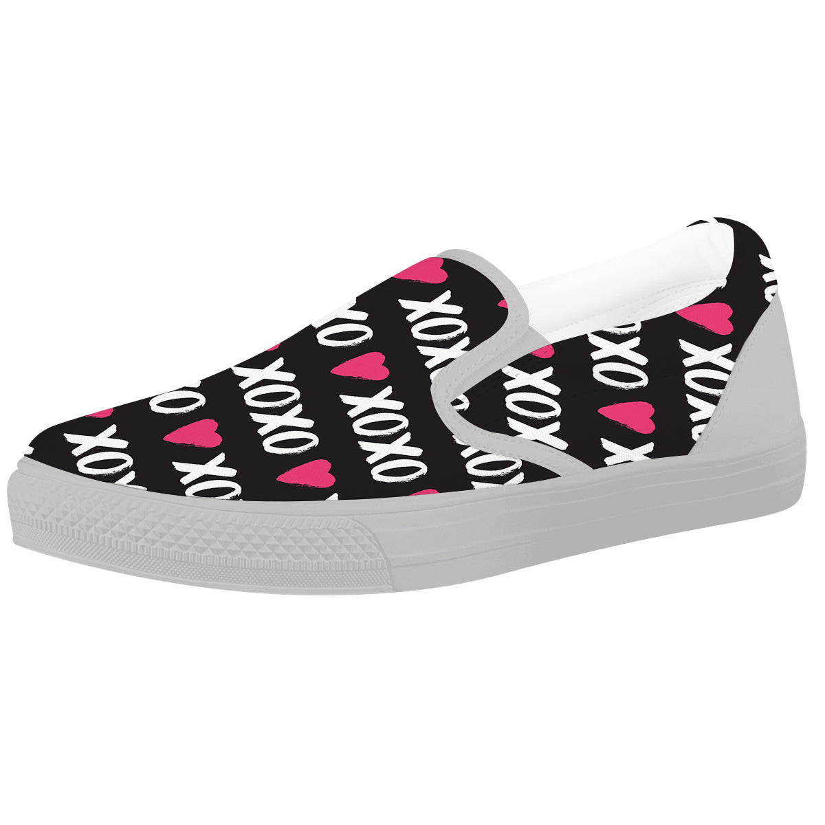 XOXO Valentine's Day Print Pattern White Slip On Shoes-grizzshop