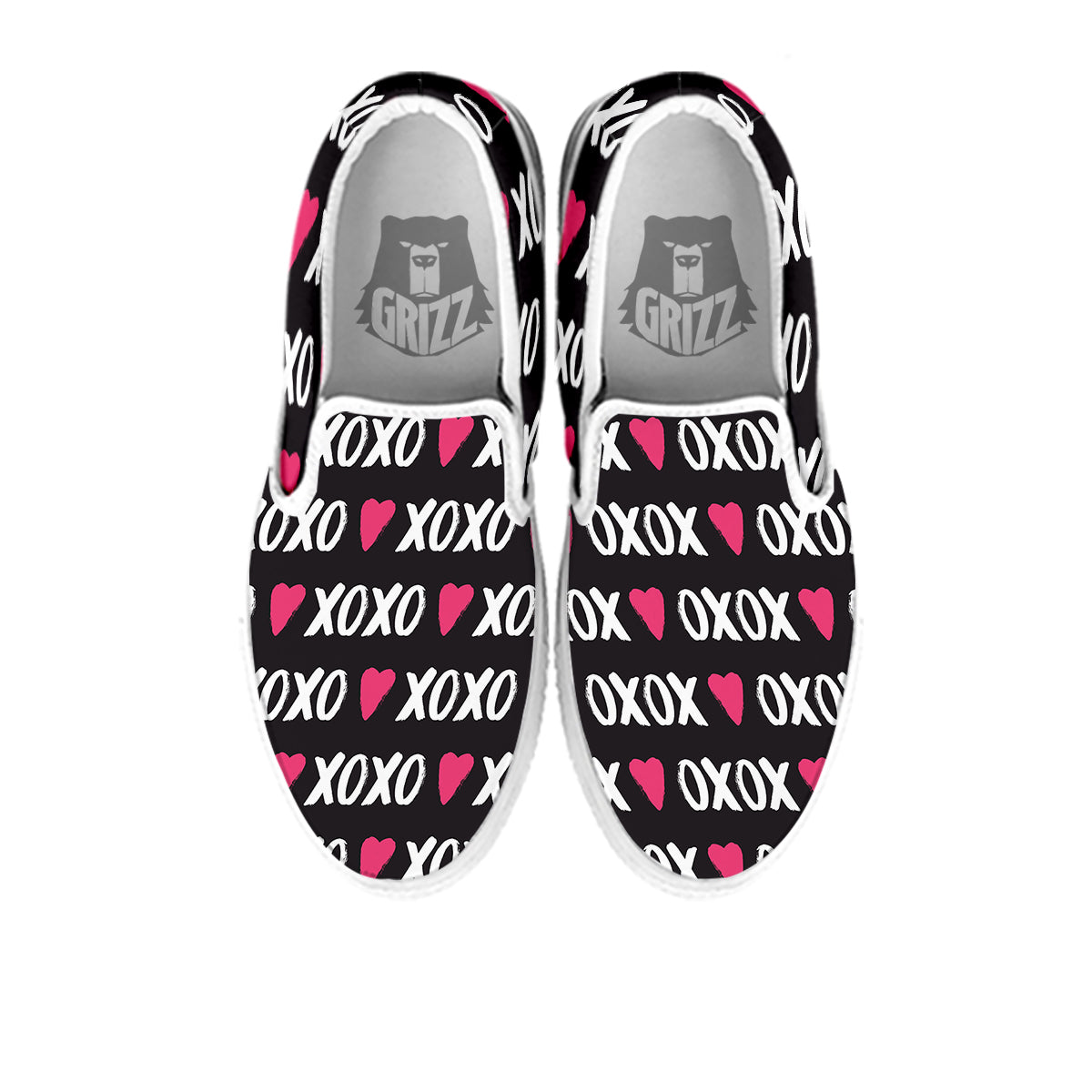 XOXO Valentine's Day Print Pattern White Slip On Shoes-grizzshop