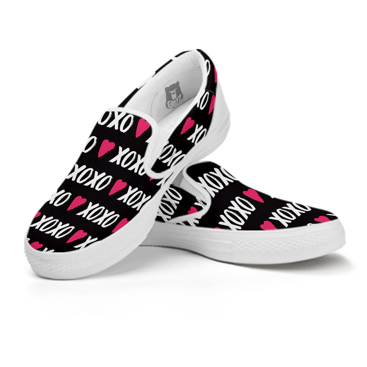 XOXO Valentine's Day Print Pattern White Slip On Shoes-grizzshop