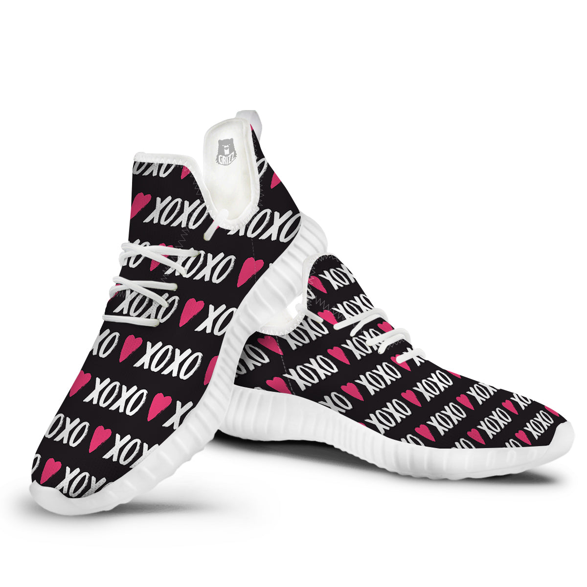 XOXO Valentine's Day Print Pattern White Walking Shoes-grizzshop