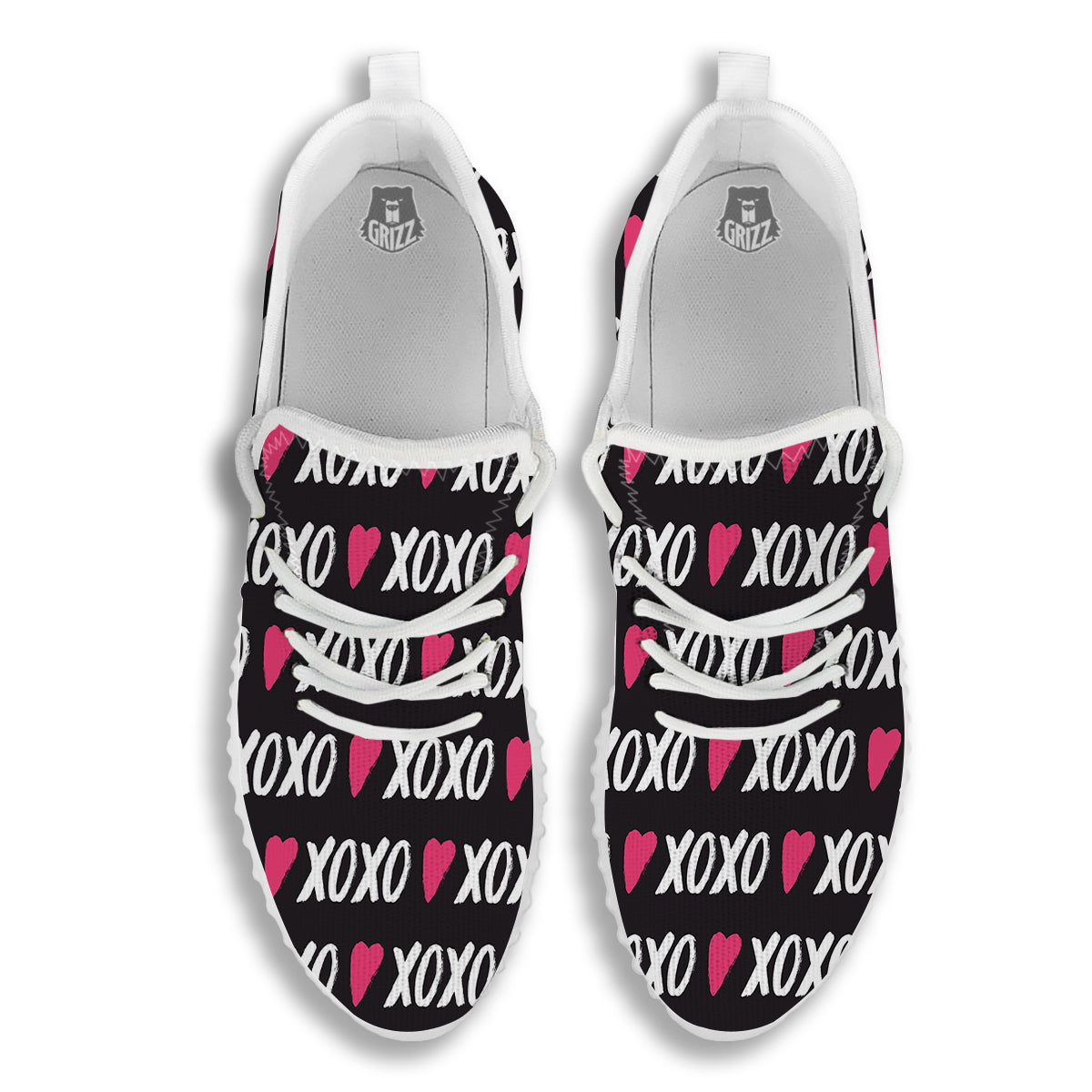 XOXO Valentine's Day Print Pattern White Walking Shoes-grizzshop