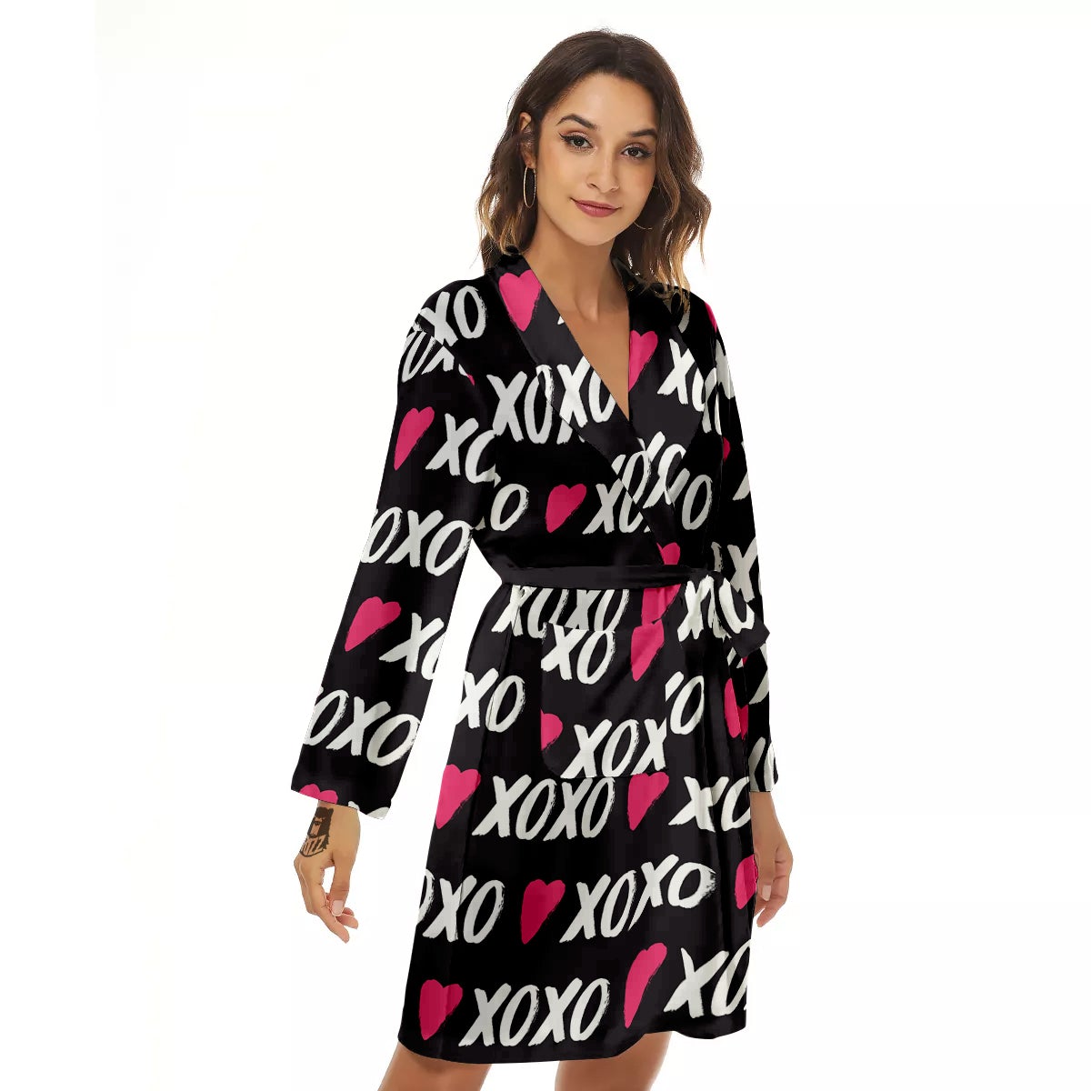 XOXO Valentine's Day Print Pattern Women's Robe-grizzshop