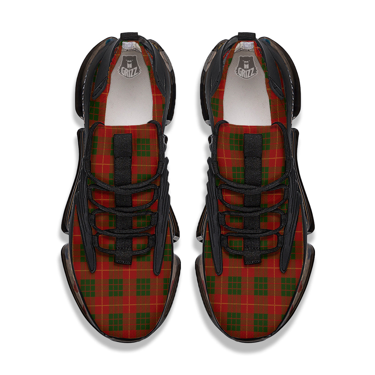Xmas Plaid Print Pattern Black Gym Shoes-grizzshop