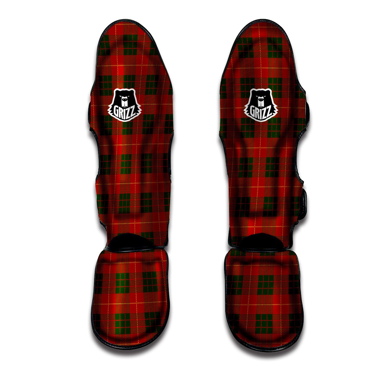 Xmas Plaid Print Pattern Muay Thai Shin Guards-grizzshop