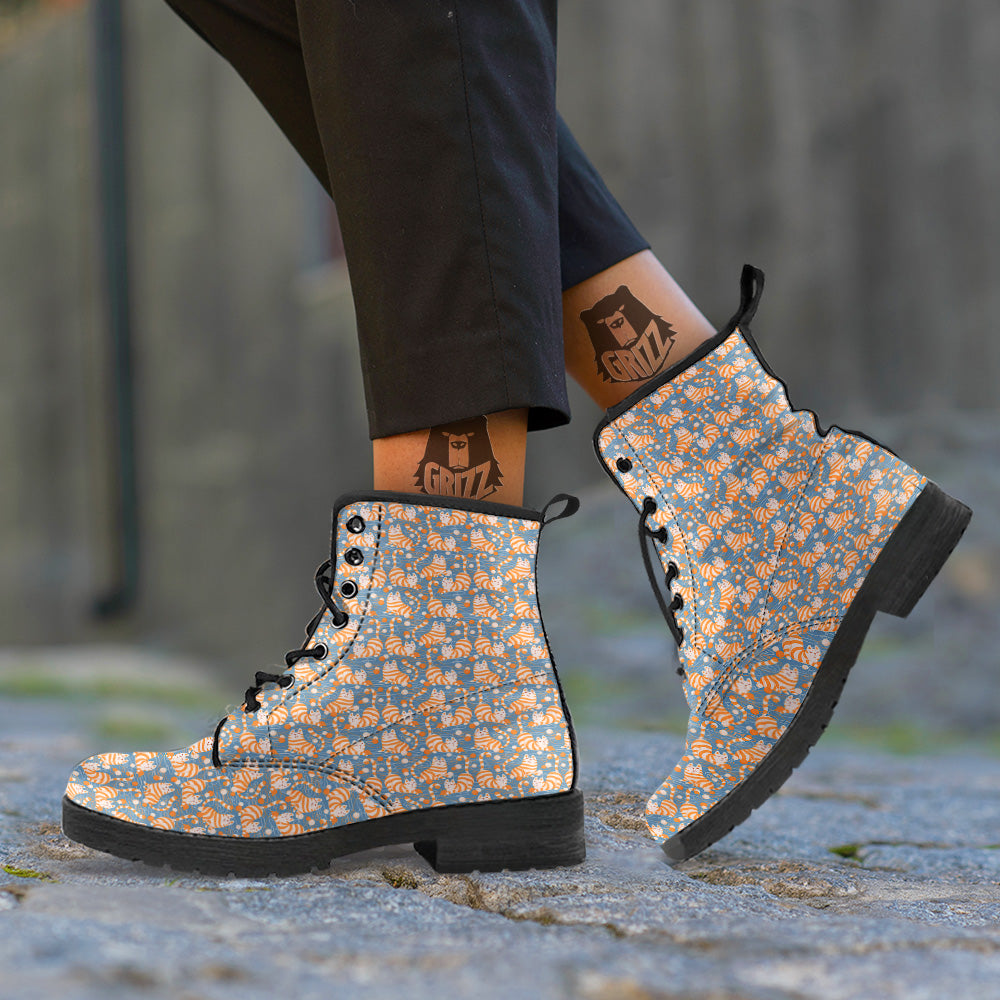 Yarn Ball And Cat Print Pattern Leather Boots-grizzshop