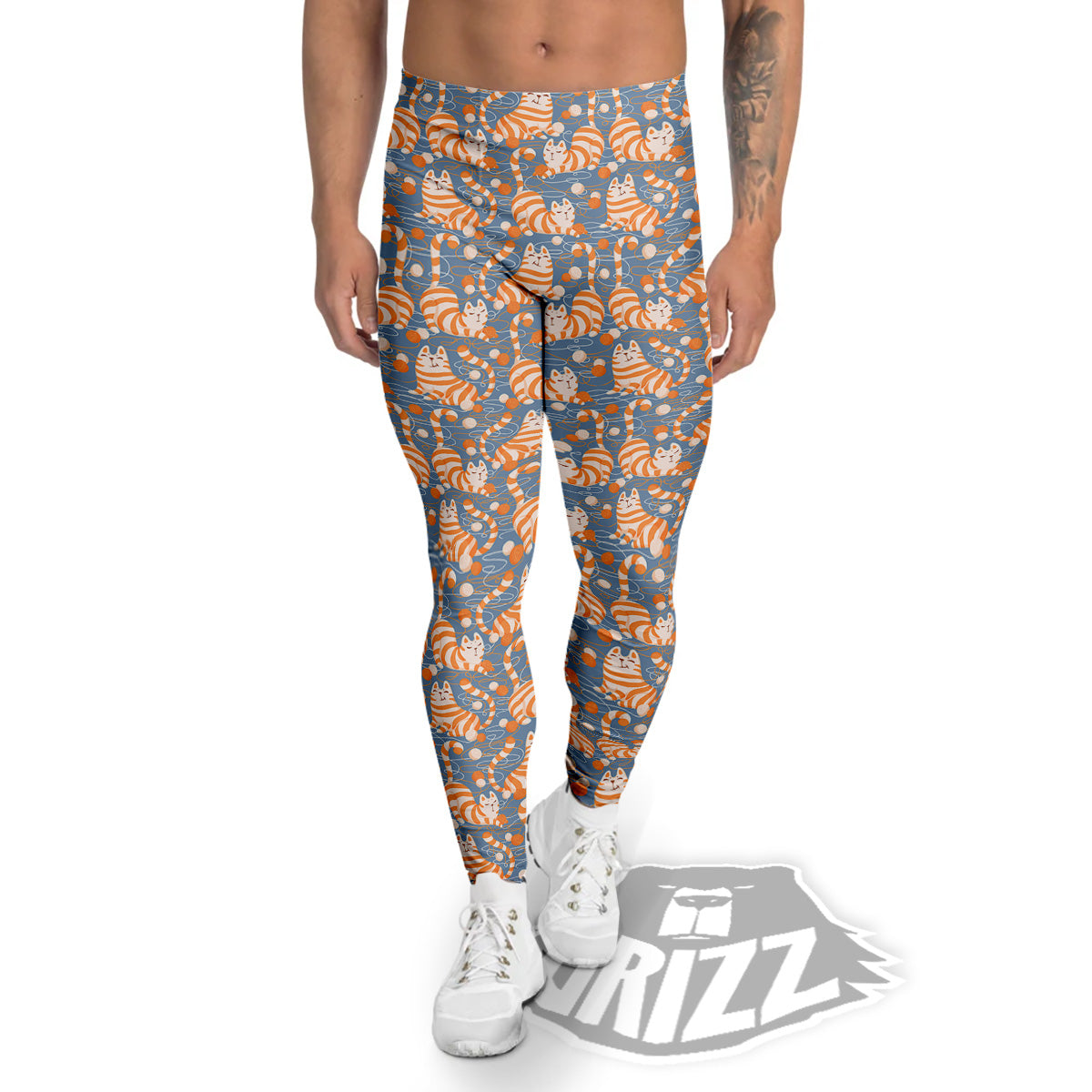 Yarn Ball And Cat Print Pattern Men's Leggings-grizzshop