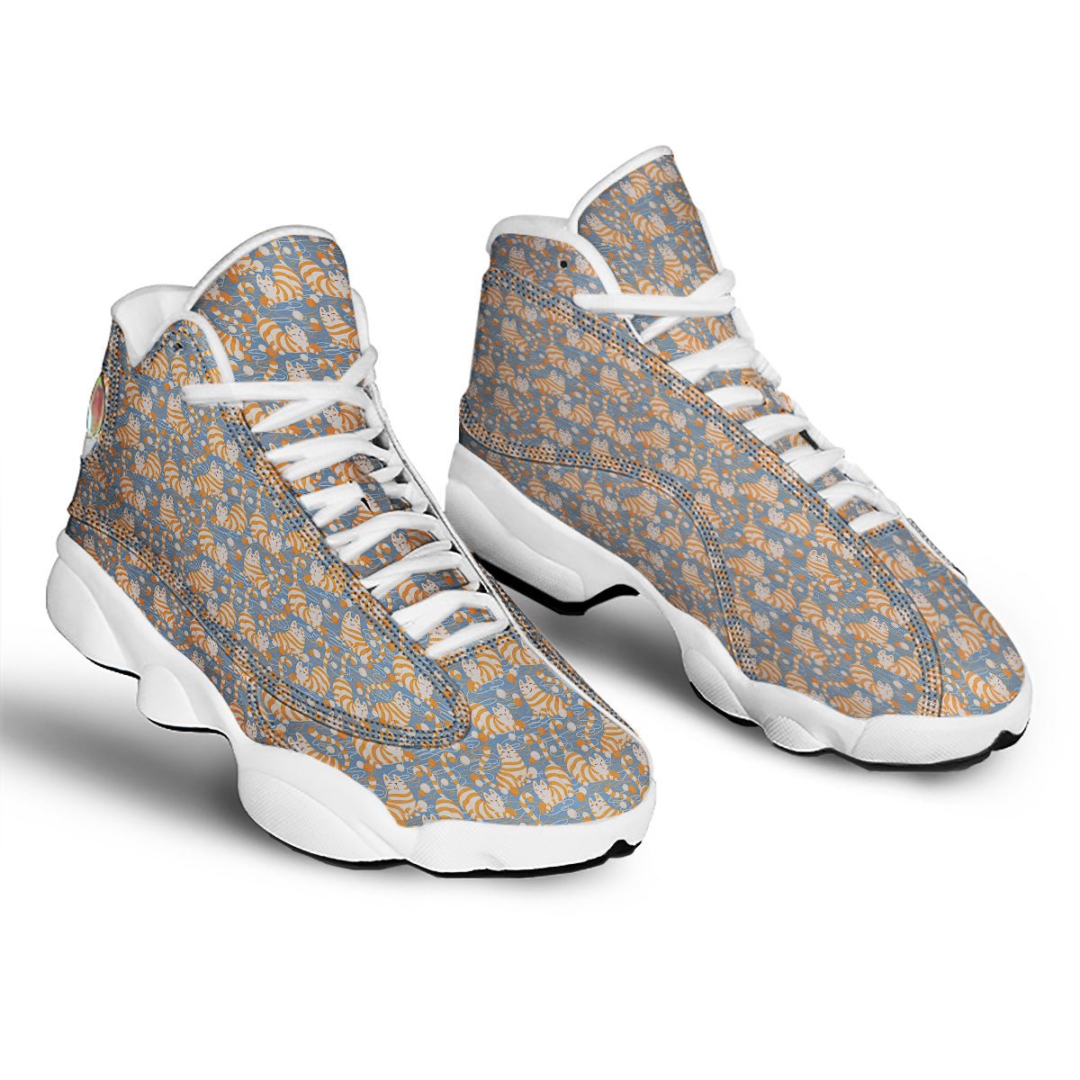 Yarn Ball And Cat Print Pattern White Basketball Shoes-grizzshop