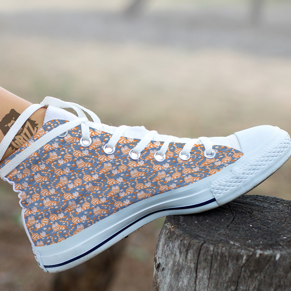 Yarn Ball And Cat Print Pattern White High Top Shoes-grizzshop