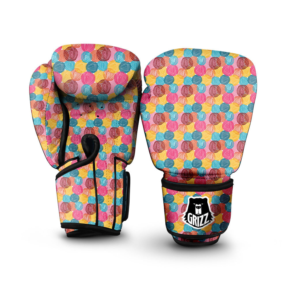 Yarn Balls Colorful Print Boxing Gloves-grizzshop
