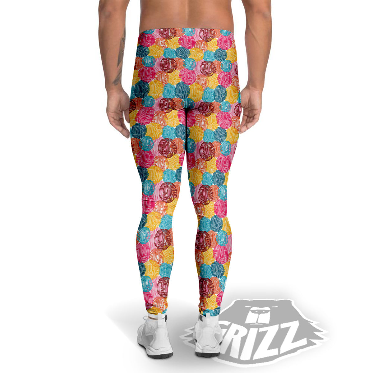 Yarn Balls Colorful Print Men's Leggings-grizzshop
