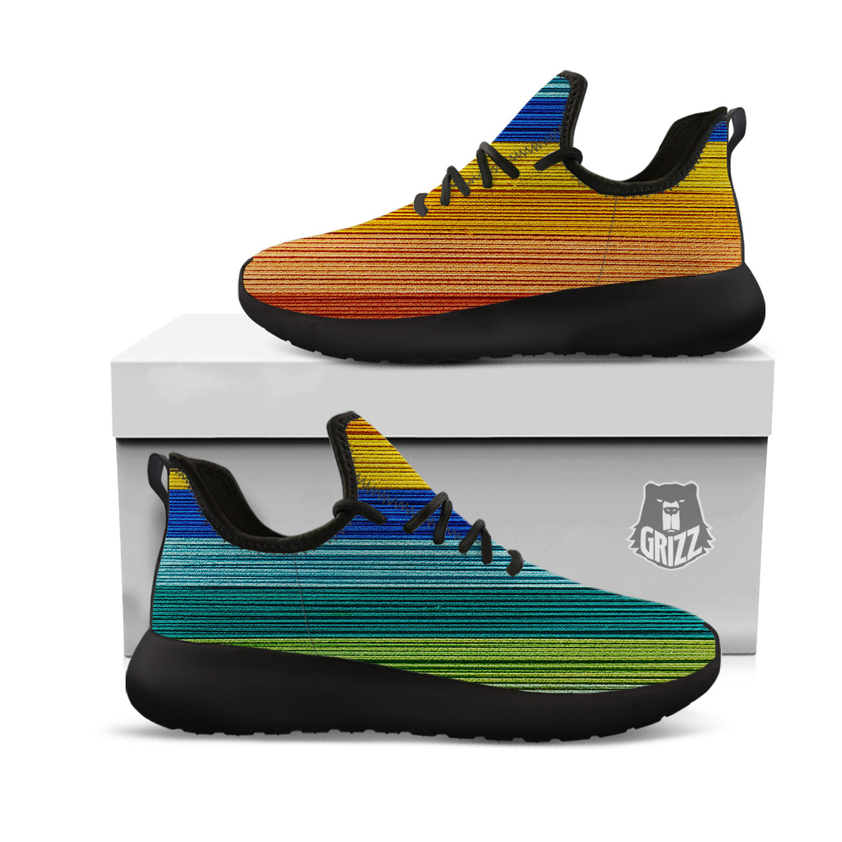 Yarn Colorful Print Black Athletic Shoes-grizzshop