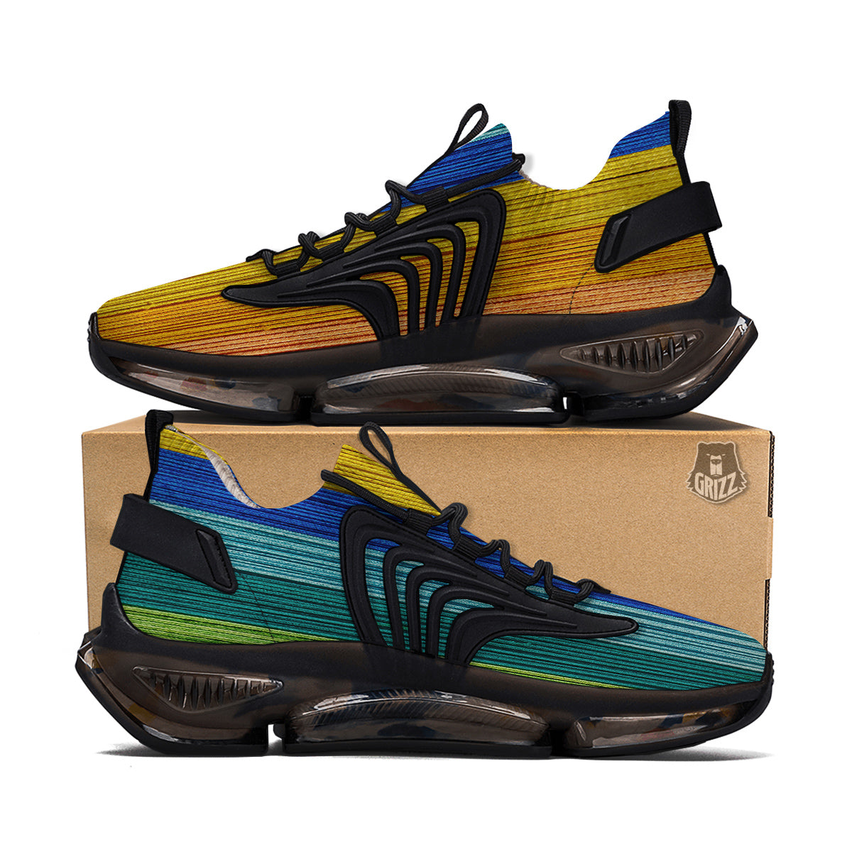 Yarn Colorful Print Black Gym Shoes-grizzshop