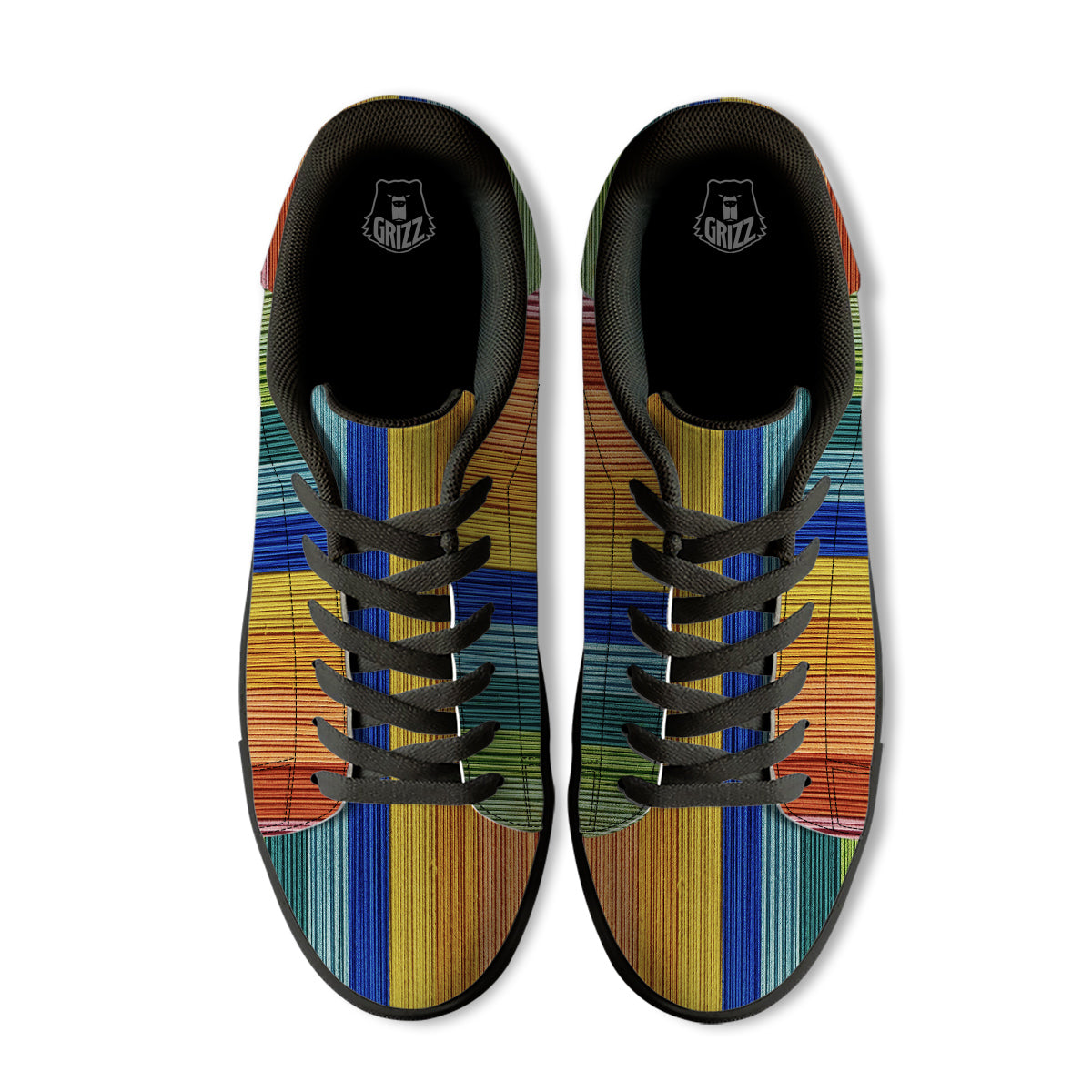 Yarn Colorful Print Black Low Top Sneakers-grizzshop