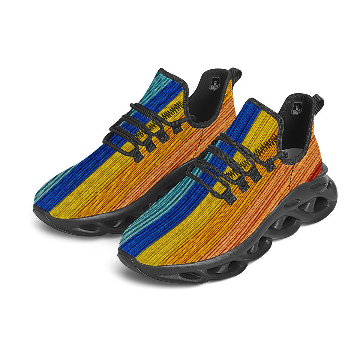 Yarn Colorful Print Black Running Shoes-grizzshop