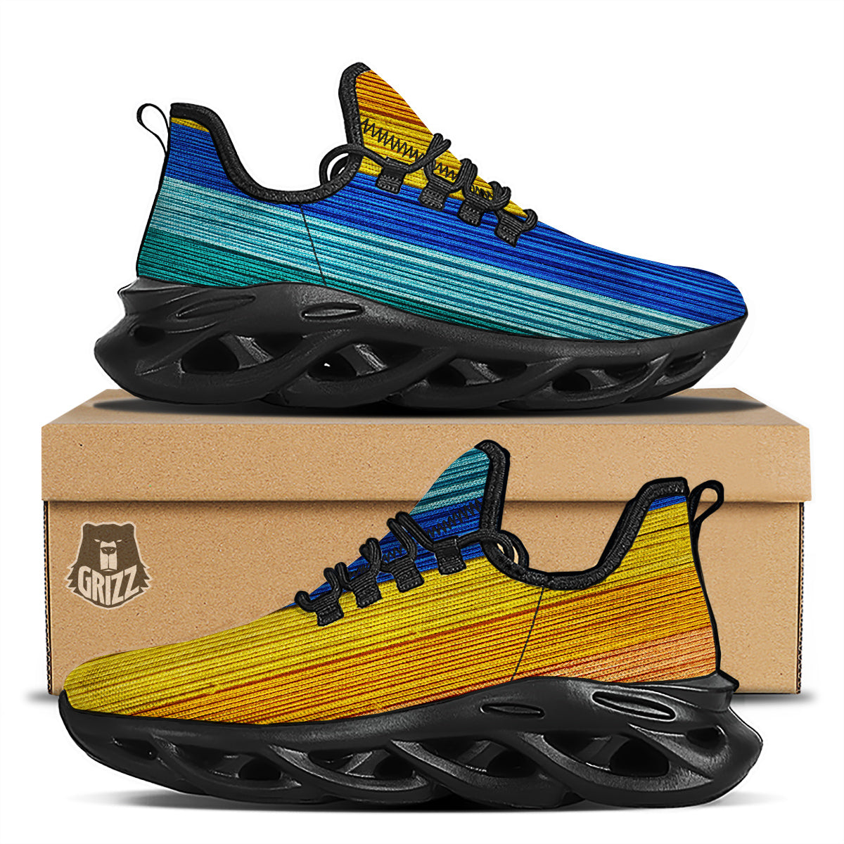 Yarn Colorful Print Black Running Shoes-grizzshop