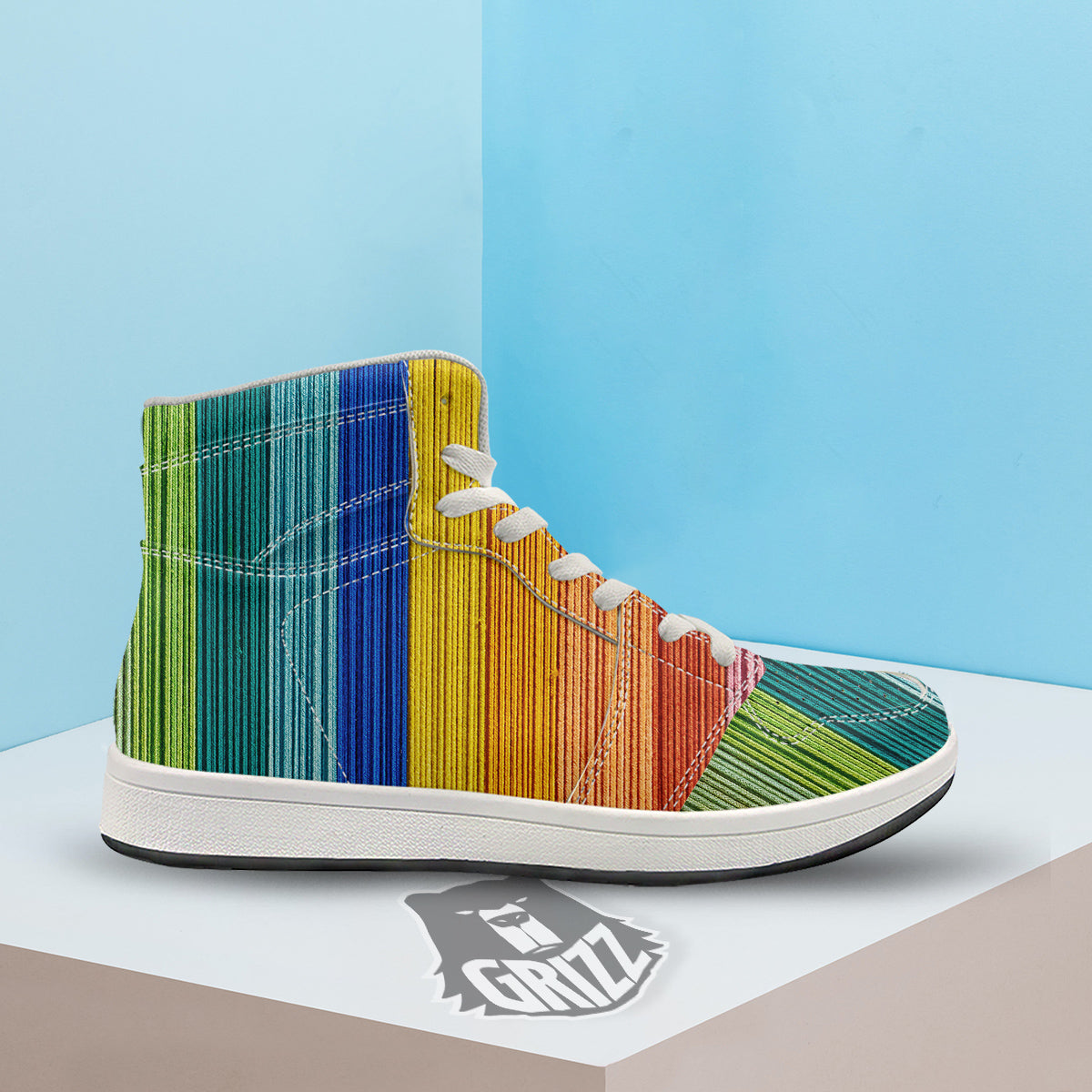 Yarn Colorful Print High Top Sneakers-grizzshop