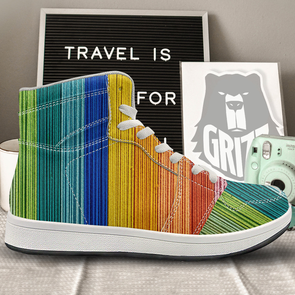 Yarn Colorful Print High Top Sneakers-grizzshop