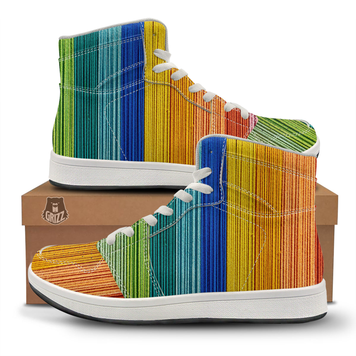 Yarn Colorful Print High Top Sneakers-grizzshop