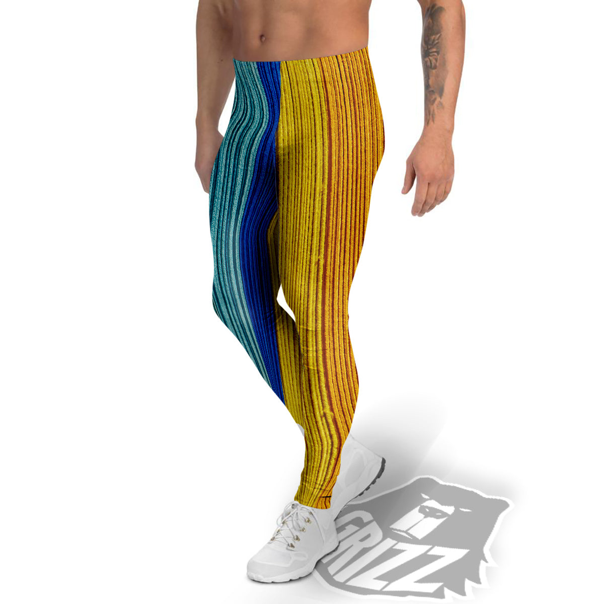 Yarn Colorful Print Men's Leggings-grizzshop