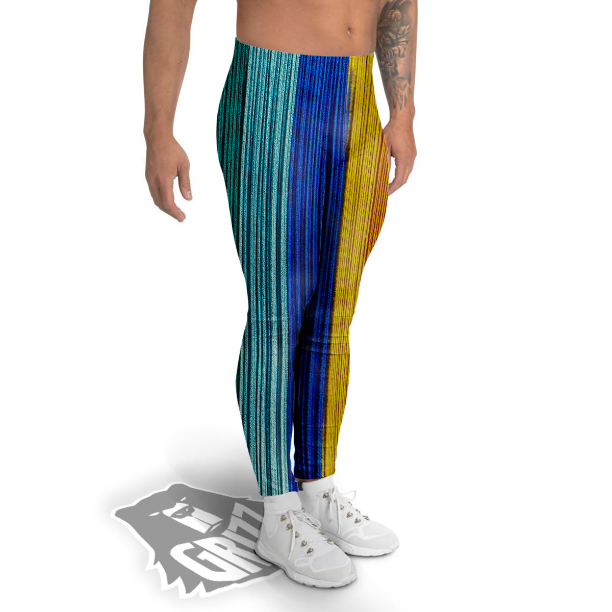 Yarn Colorful Print Men's Leggings-grizzshop