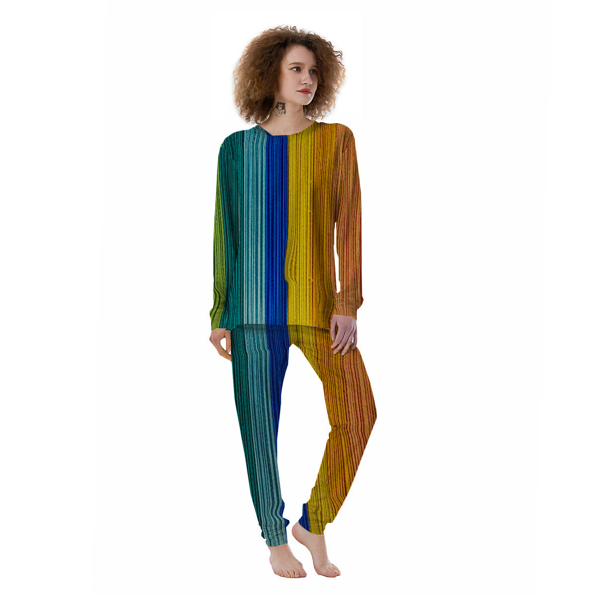 Yarn Colorful Print Women's Pajamas-grizzshop