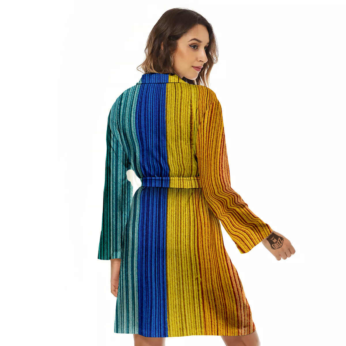 Yarn Colorful Print Women's Robe-grizzshop