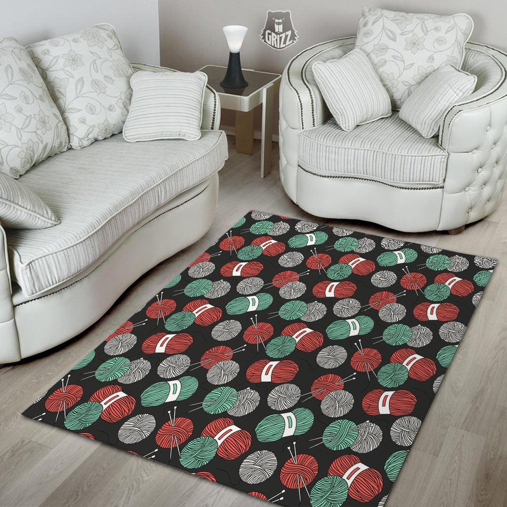 Yarn Knitting Print Pattern Floor Mat-grizzshop