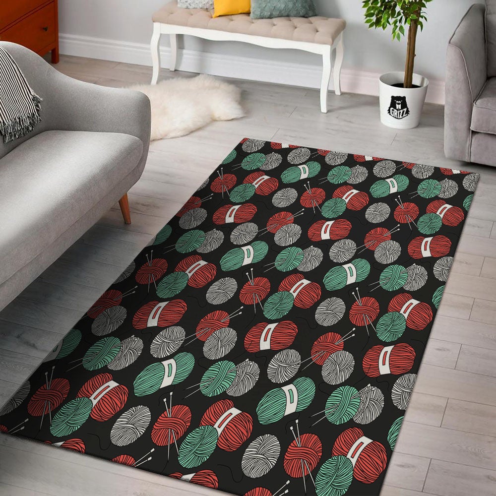 Yarn Knitting Print Pattern Floor Mat-grizzshop