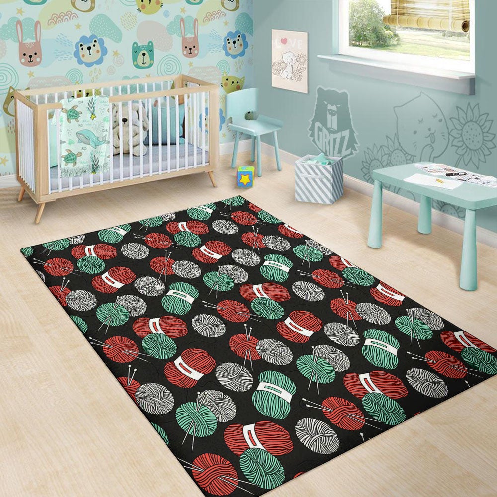 Yarn Knitting Print Pattern Floor Mat-grizzshop