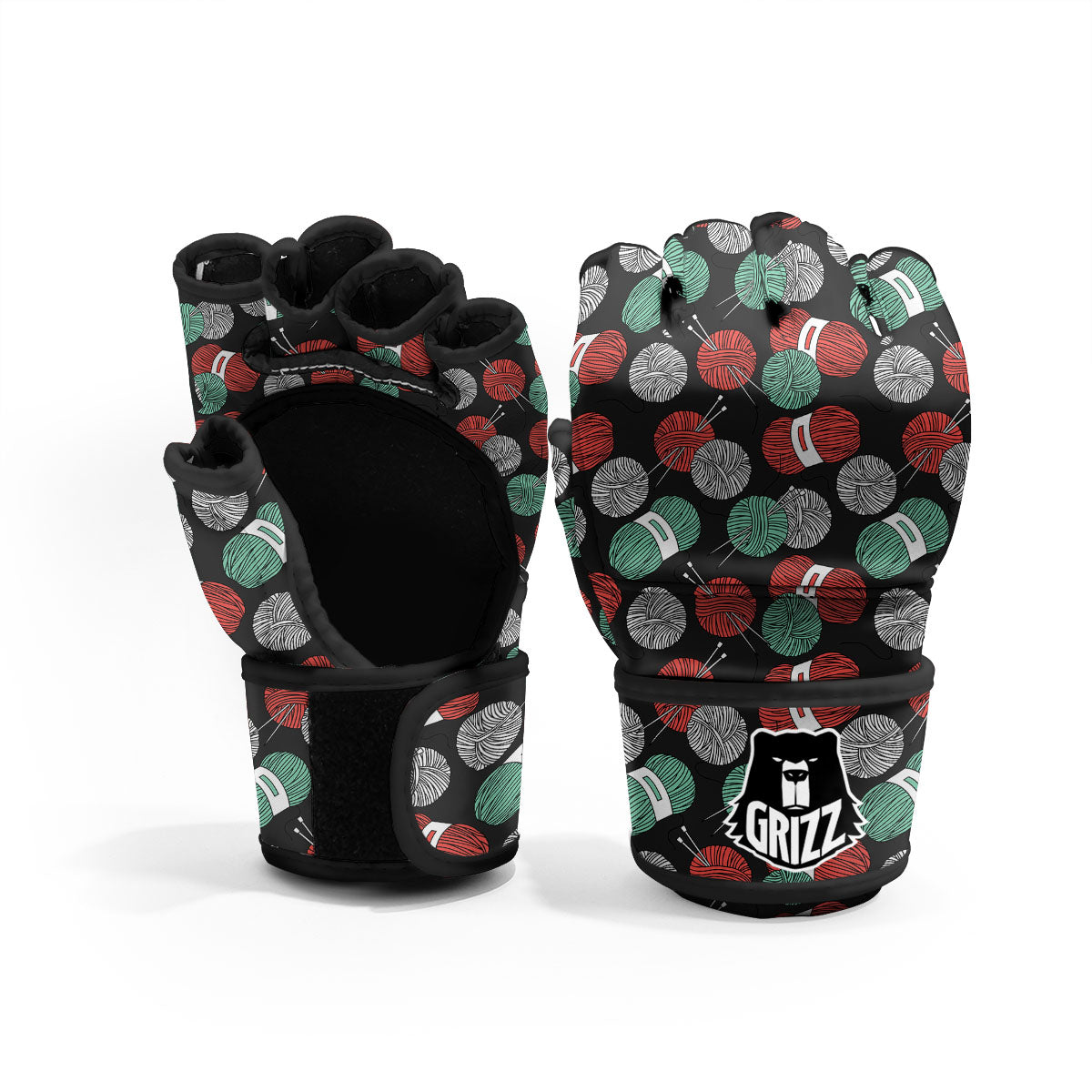 Yarn Knitting Print Pattern MMA Gloves-grizzshop