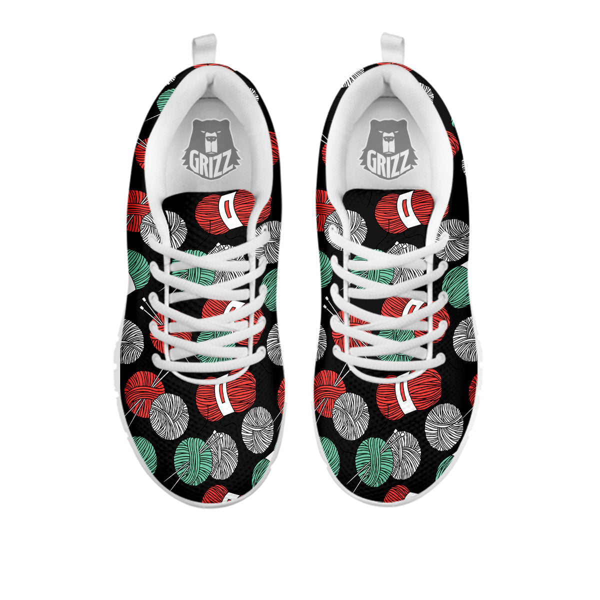 Yarn Knitting Print Pattern White Sneaker-grizzshop