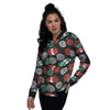 Yarn Knitting Print Pattern Women's Bomber Jacket-grizzshop